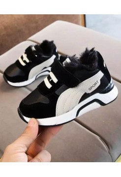 Черные детские утепленные кроссовки на меху